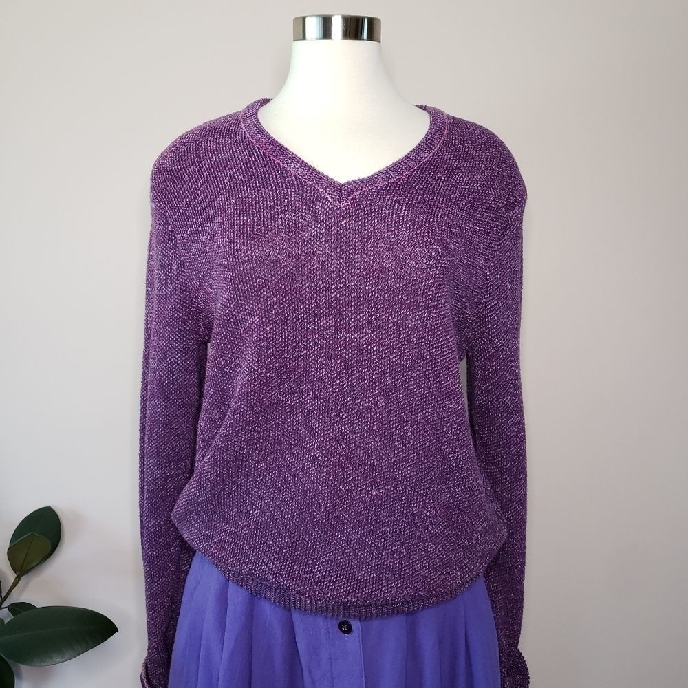 Vintage • purple knit thermal sweater